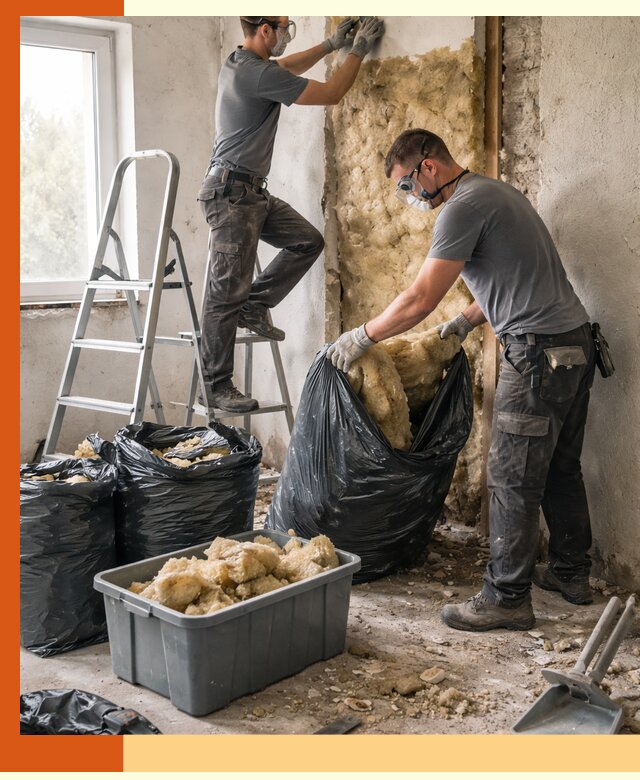 Демонтаж старого утеплителя и вывоз отходов в Иркутске